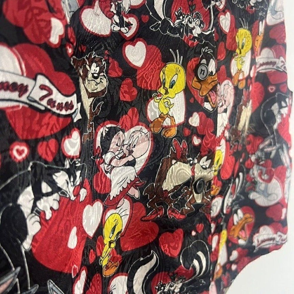 Looney Tunes Vintage 1994 Vest Valentines Red & Black Hearts Top Unisex One Size - Picture 3 of 11